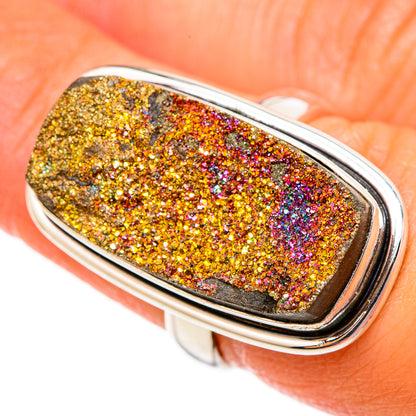 Spectro Pyrite Druzy Rings handcrafted by Ana Silver Co - RING102883