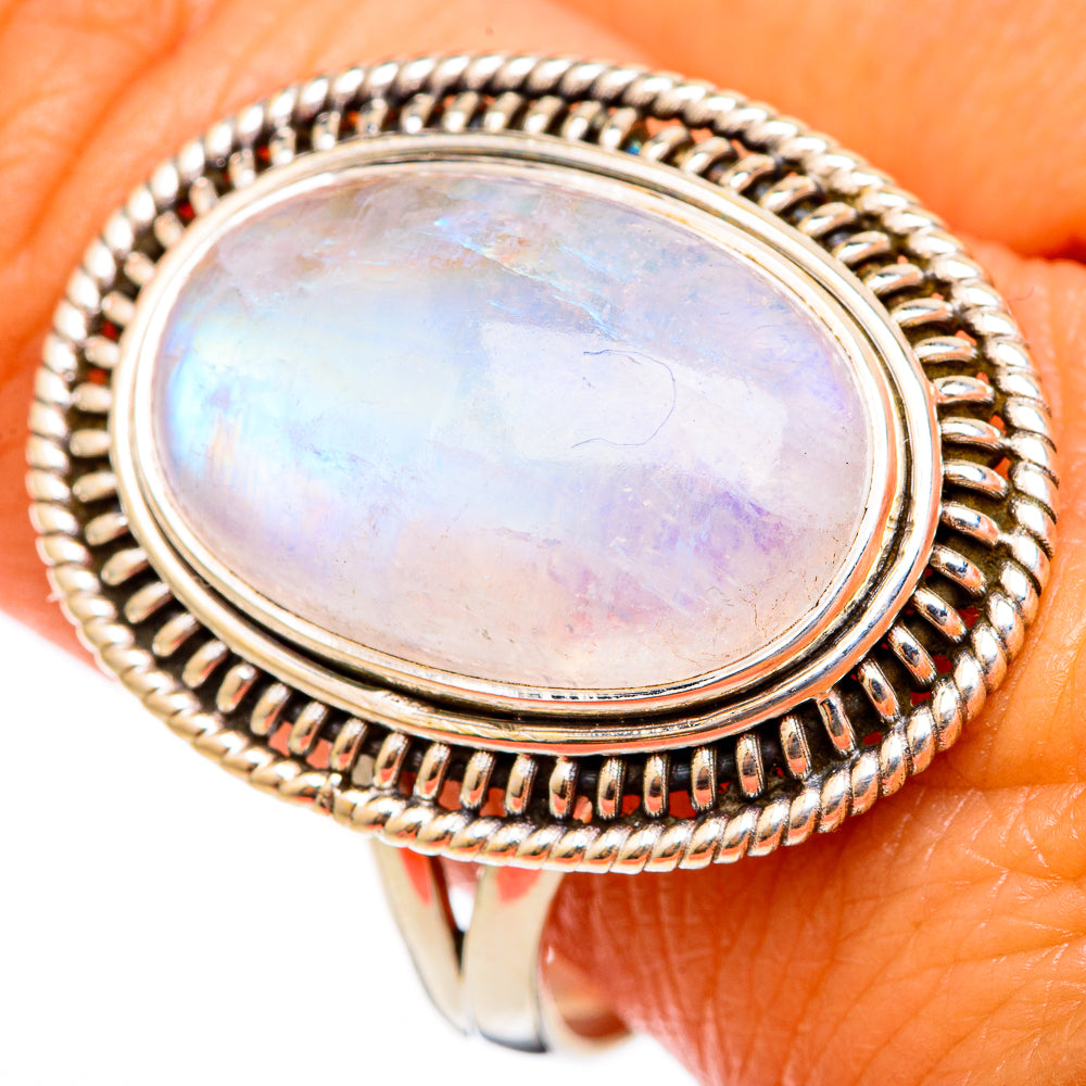 Rainbow Moonstone Rings handcrafted by Ana Silver Co - RING102887