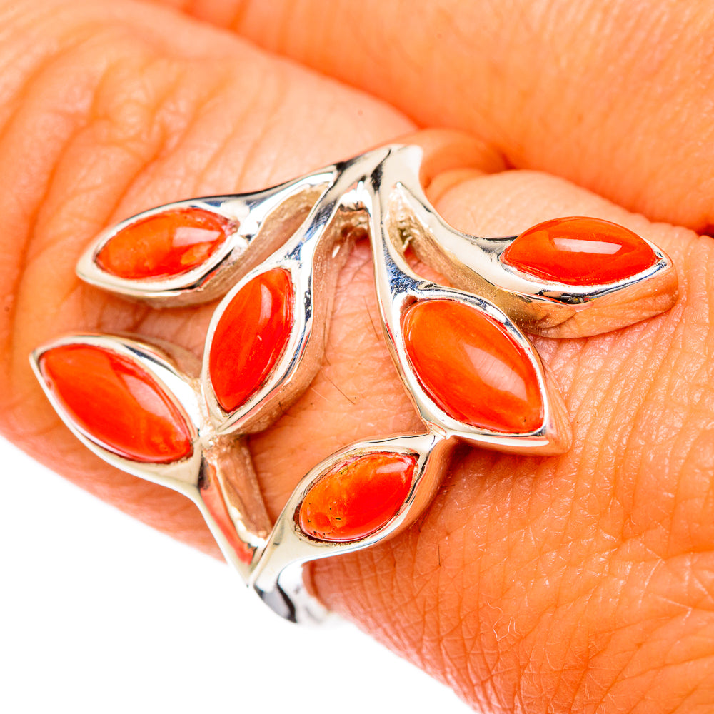 Mediterranean Red Coral Rings handcrafted by Ana Silver Co - RING102904