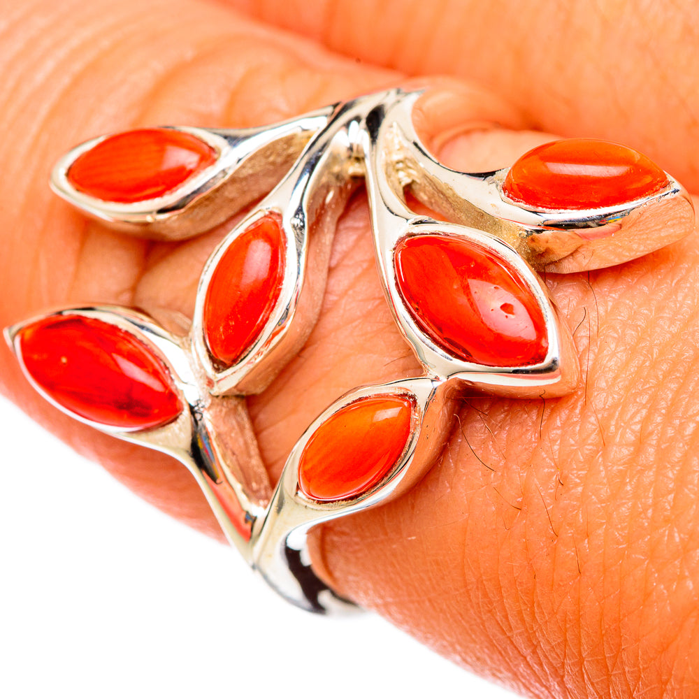 Mediterranean Red Coral Rings handcrafted by Ana Silver Co - RING102927