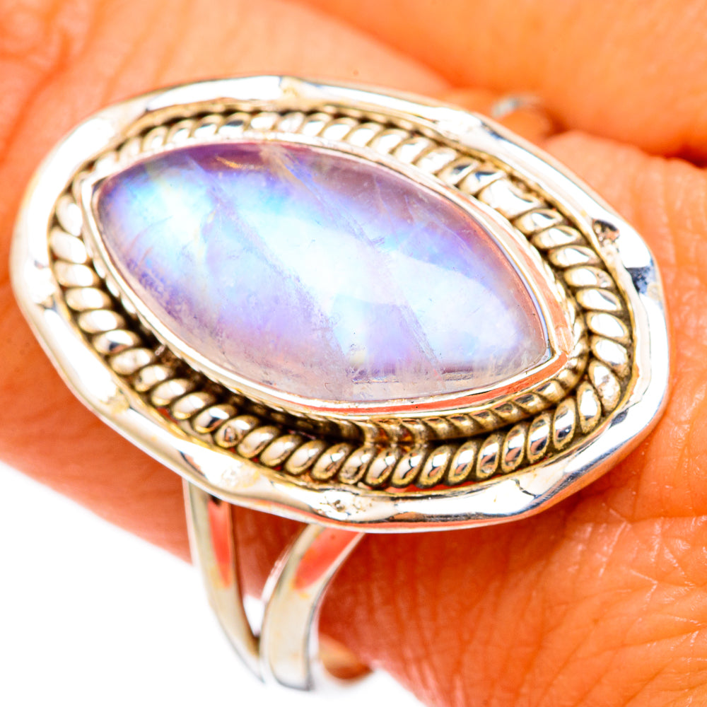 Rainbow Moonstone Rings handcrafted by Ana Silver Co - RING102933