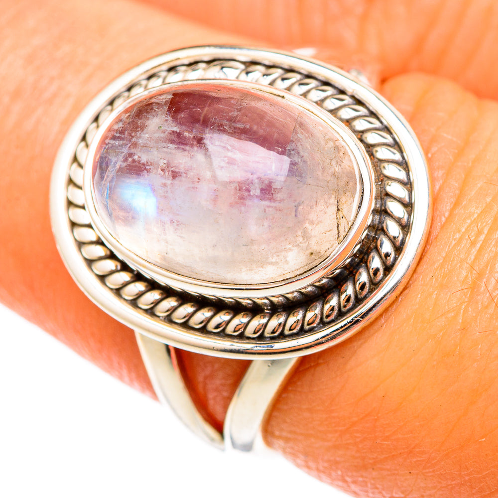 Rainbow Moonstone Rings handcrafted by Ana Silver Co - RING102934