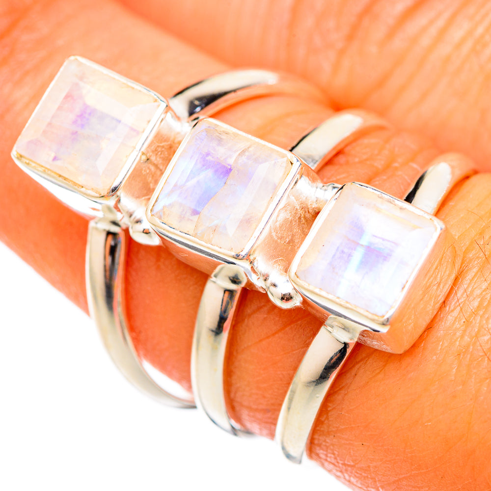 Rainbow Moonstone Rings handcrafted by Ana Silver Co - RING102935
