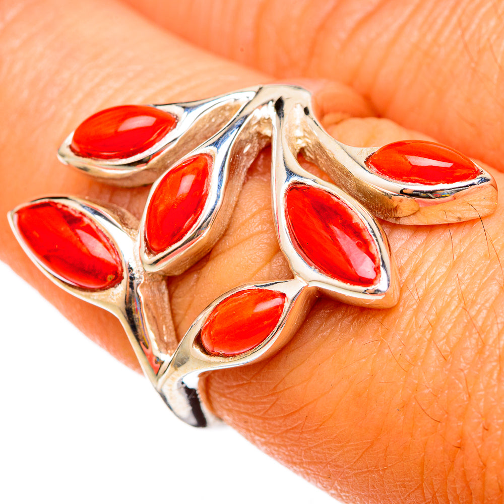 Mediterranean Red Coral Rings handcrafted by Ana Silver Co - RING102950