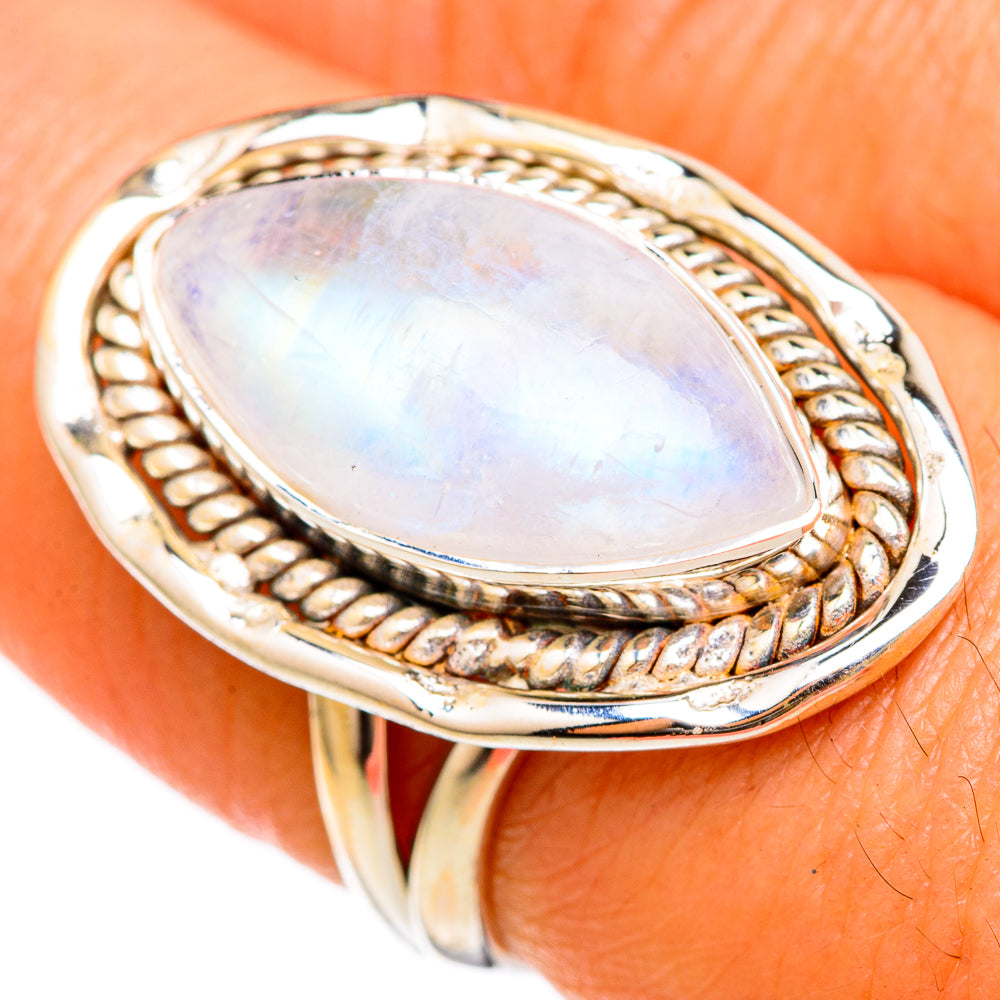 Rainbow Moonstone Rings handcrafted by Ana Silver Co - RING102953
