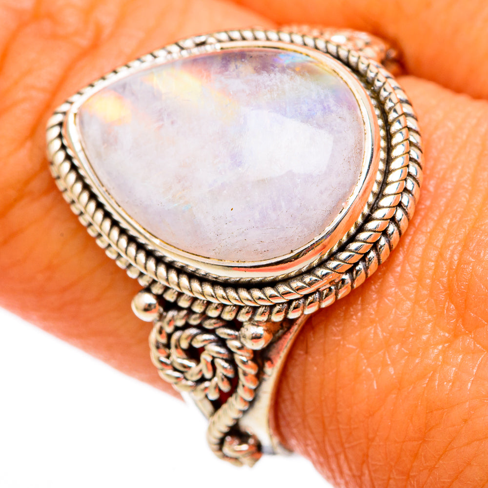 Rainbow Moonstone Rings handcrafted by Ana Silver Co - RING102955
