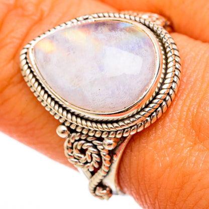 Rainbow Moonstone Rings handcrafted by Ana Silver Co - RING102955