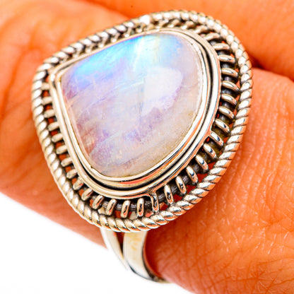 Rainbow Moonstone Rings handcrafted by Ana Silver Co - RING102956
