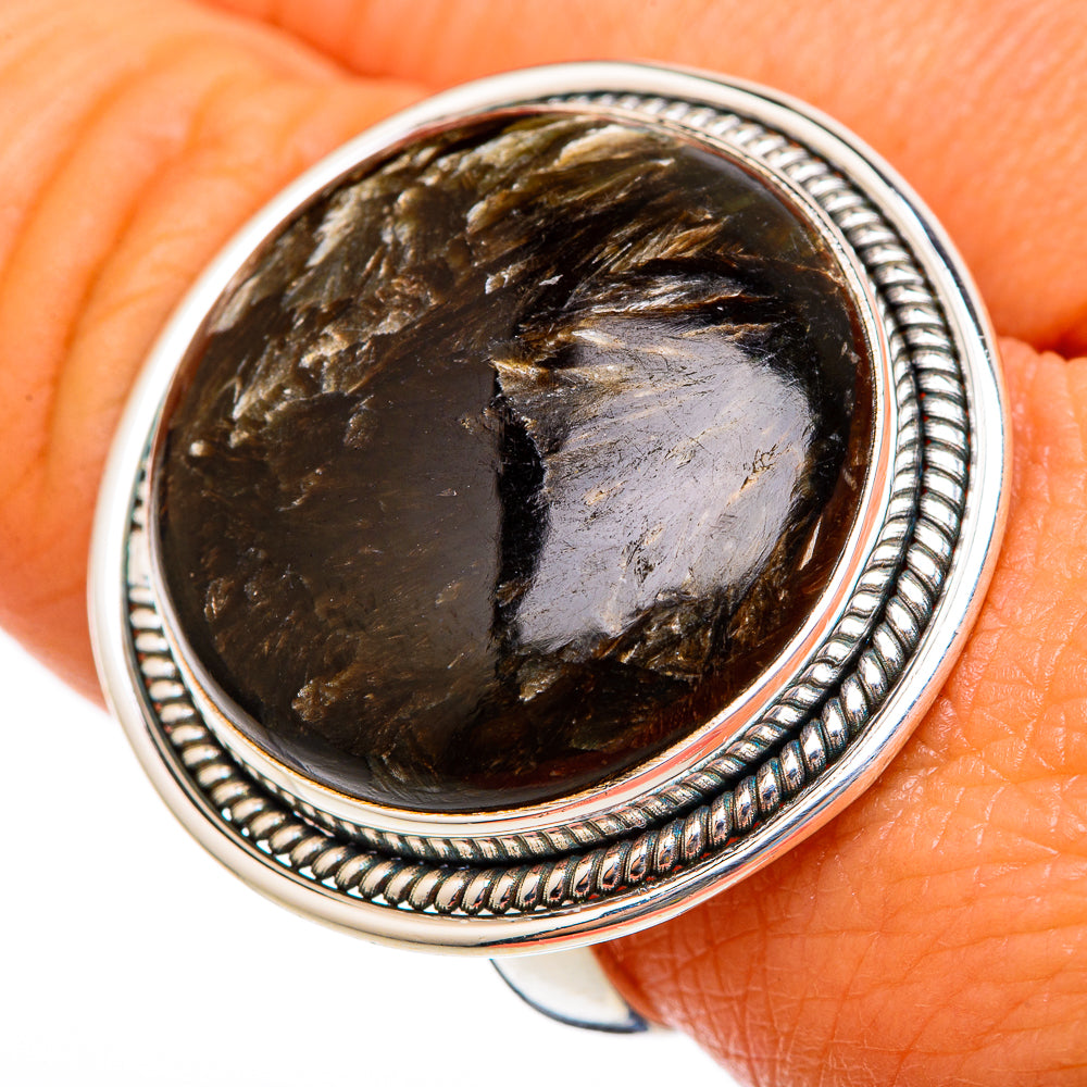 Golden Seraphinite Rings handcrafted by Ana Silver Co - RING103015