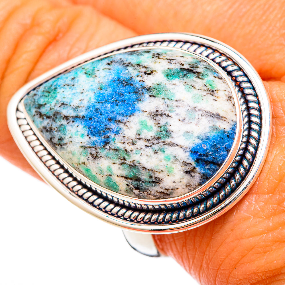 K2 Blue Azurite Rings handcrafted by Ana Silver Co - RING103055