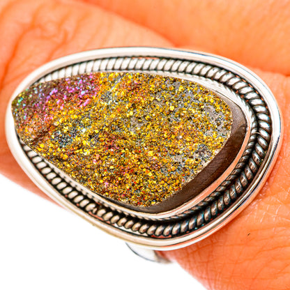 Spectro Pyrite Druzy Rings handcrafted by Ana Silver Co - RING103086