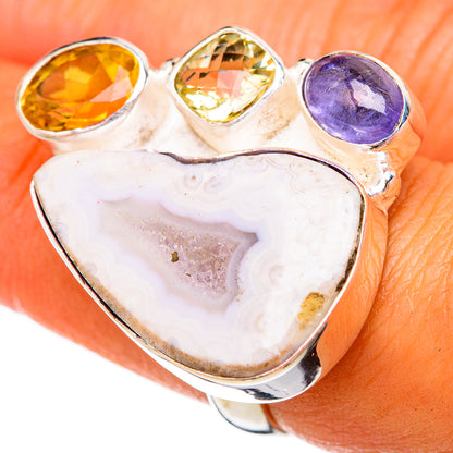 White Geode Slice Rings handcrafted by Ana Silver Co - RING103100