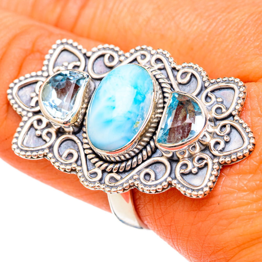 Larimar Rings handcrafted by Ana Silver Co - RING103109