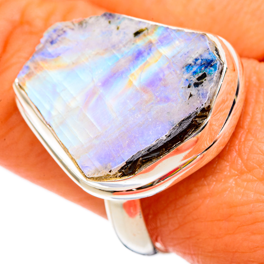 Rainbow Moonstone Rings handcrafted by Ana Silver Co - RING103145