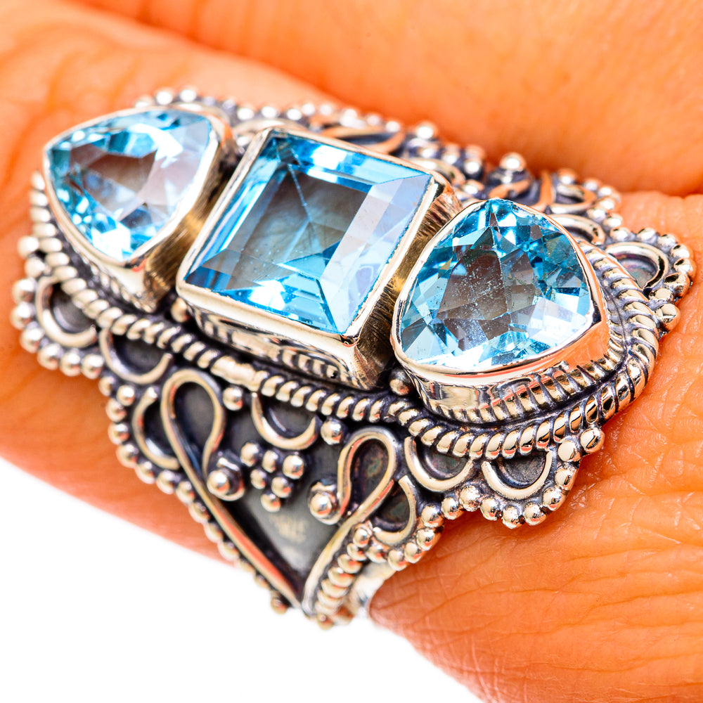 Blue Topaz Rings handcrafted by Ana Silver Co - RING103164