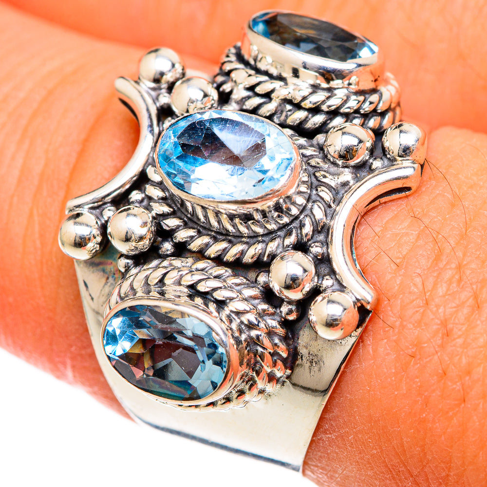 Blue Topaz Rings handcrafted by Ana Silver Co - RING103173