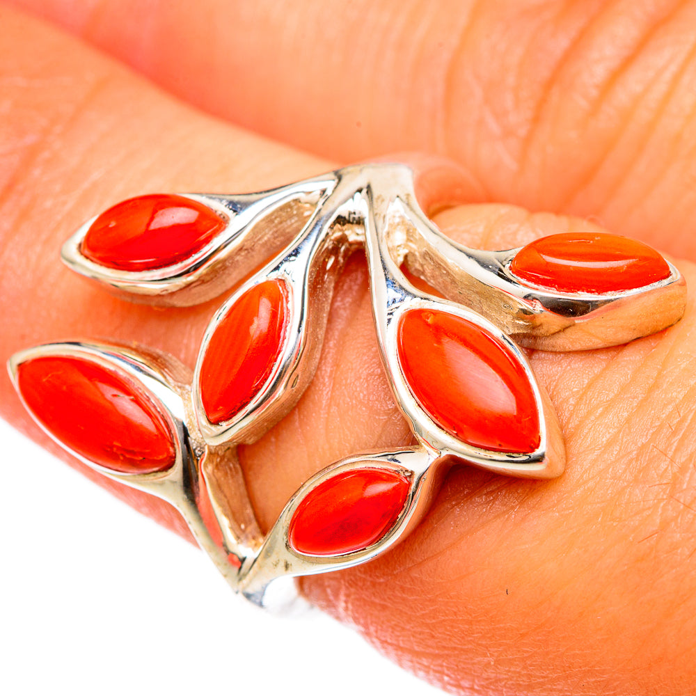 Mediterranean Red Coral Rings handcrafted by Ana Silver Co - RING103184