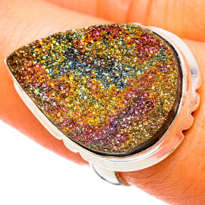 Spectro Pyrite Druzy Rings handcrafted by Ana Silver Co - RING103187