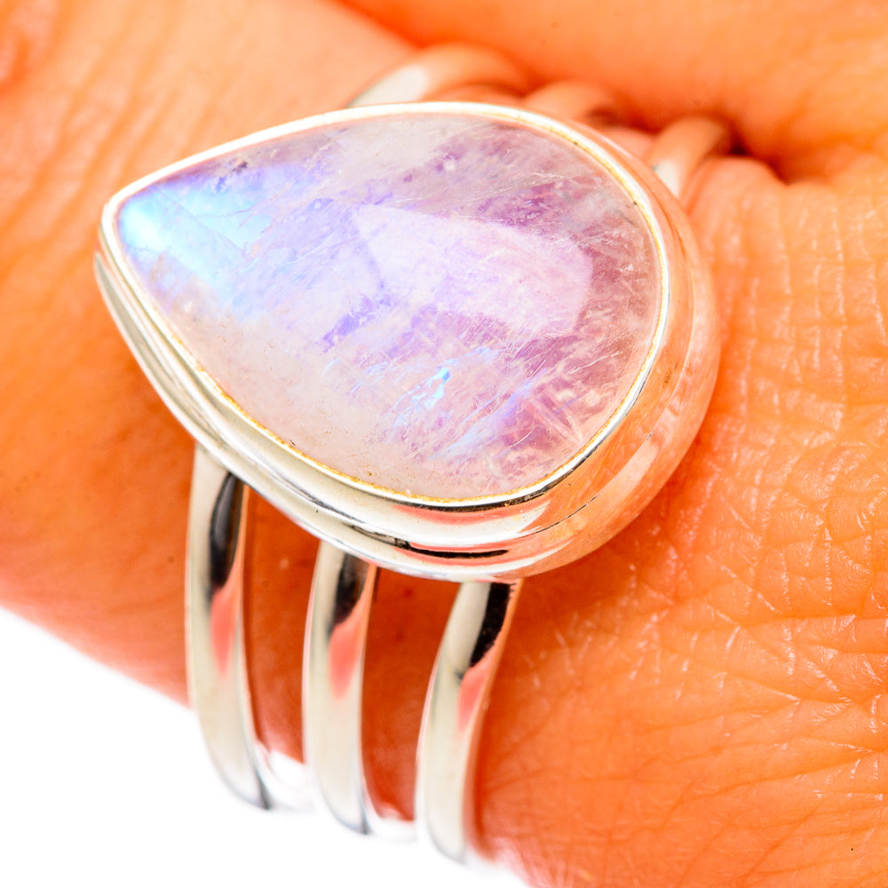 Rainbow Moonstone Rings handcrafted by Ana Silver Co - RING103190