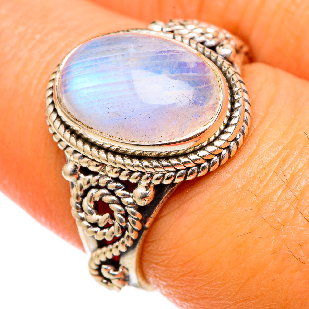Rainbow Moonstone Rings handcrafted by Ana Silver Co - RING103192