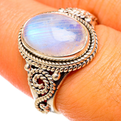 Rainbow Moonstone Rings handcrafted by Ana Silver Co - RING103192