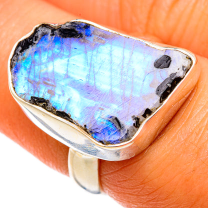 Rainbow Moonstone Rings handcrafted by Ana Silver Co - RING103193