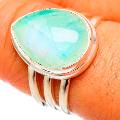 Green Moonstone Rings handcrafted by Ana Silver Co - RING103201