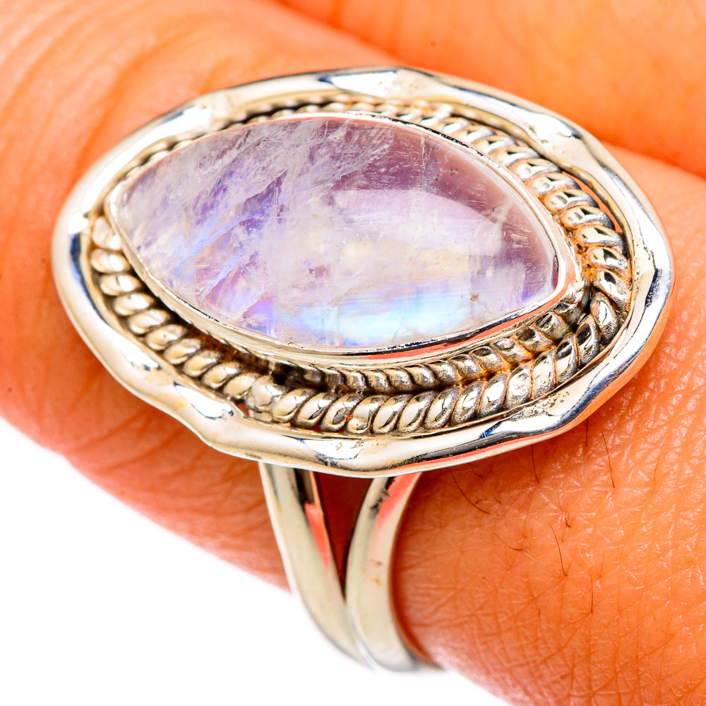Rainbow Moonstone Rings handcrafted by Ana Silver Co - RING103216