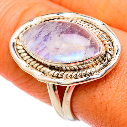 Rainbow Moonstone Rings handcrafted by Ana Silver Co - RING103216