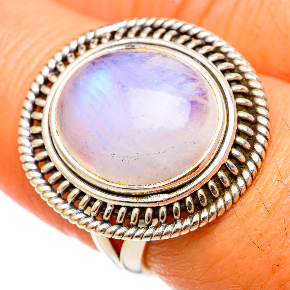 Rainbow Moonstone Rings handcrafted by Ana Silver Co - RING103217