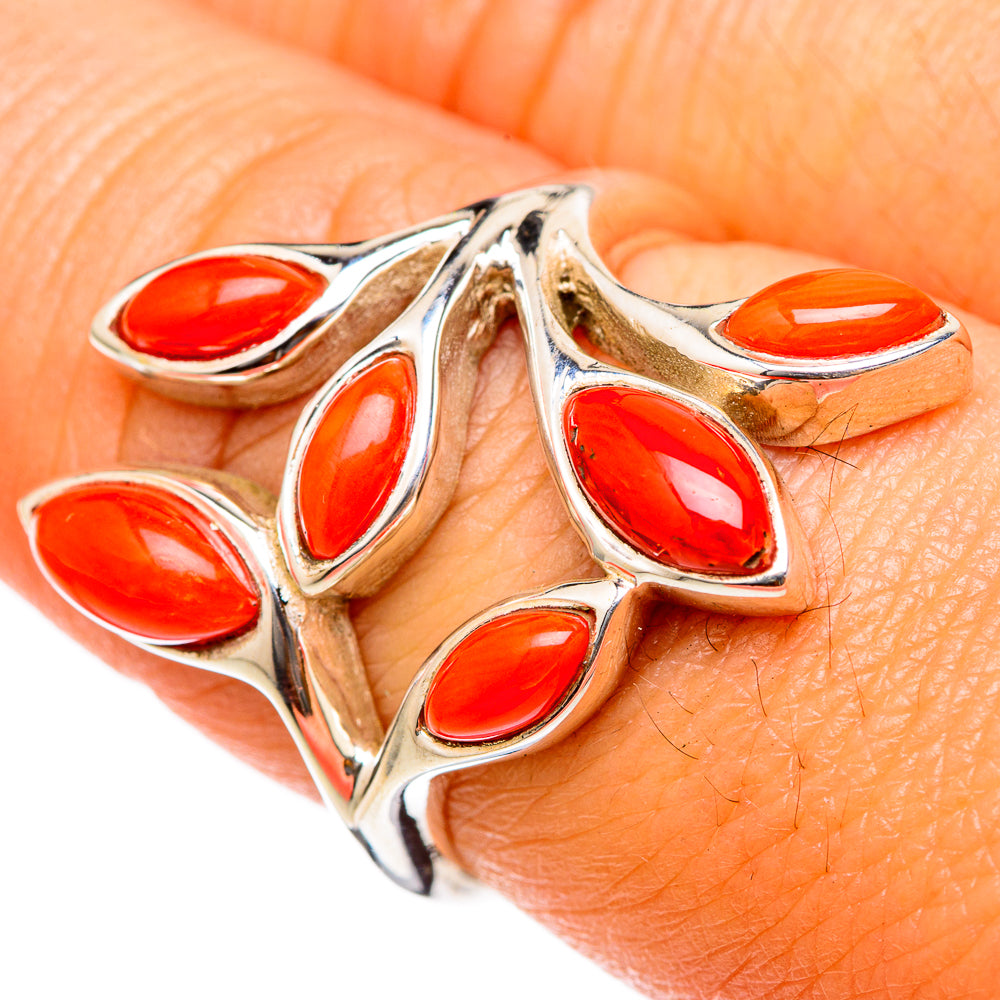 Mediterranean Red Coral Rings handcrafted by Ana Silver Co - RING103233