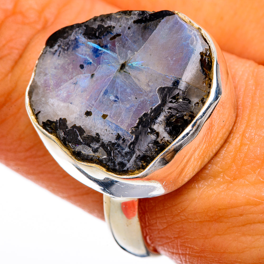 Rainbow Moonstone Rings handcrafted by Ana Silver Co - RING103238