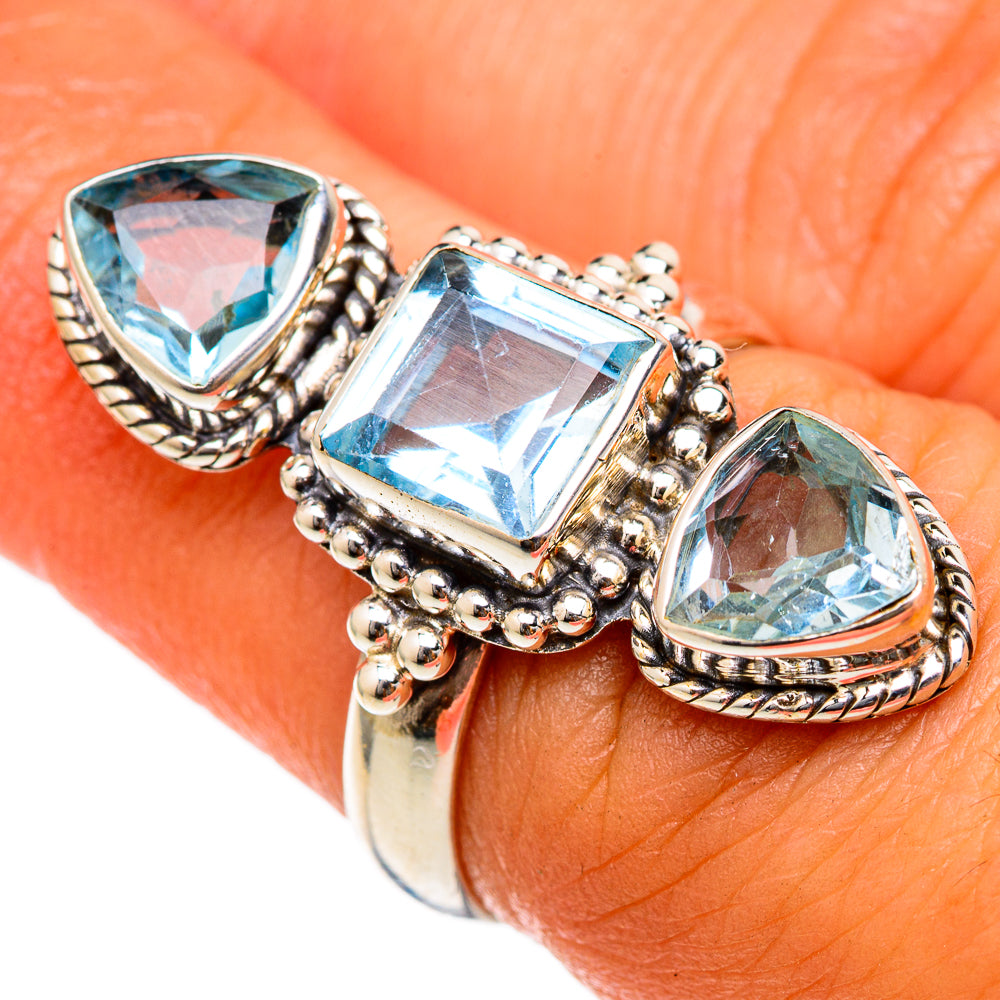 Blue Topaz Rings handcrafted by Ana Silver Co - RING103247