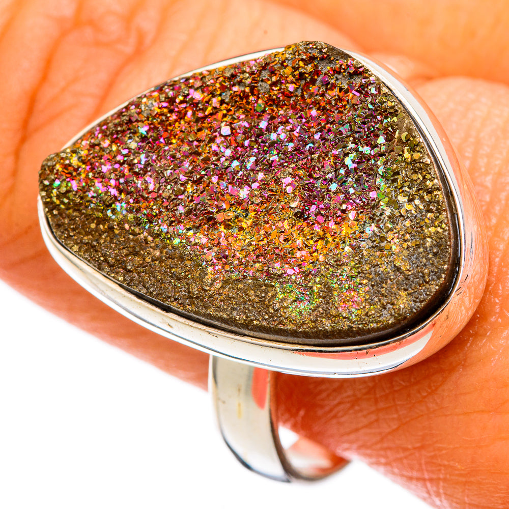 Spectro Pyrite Druzy Rings handcrafted by Ana Silver Co - RING103259