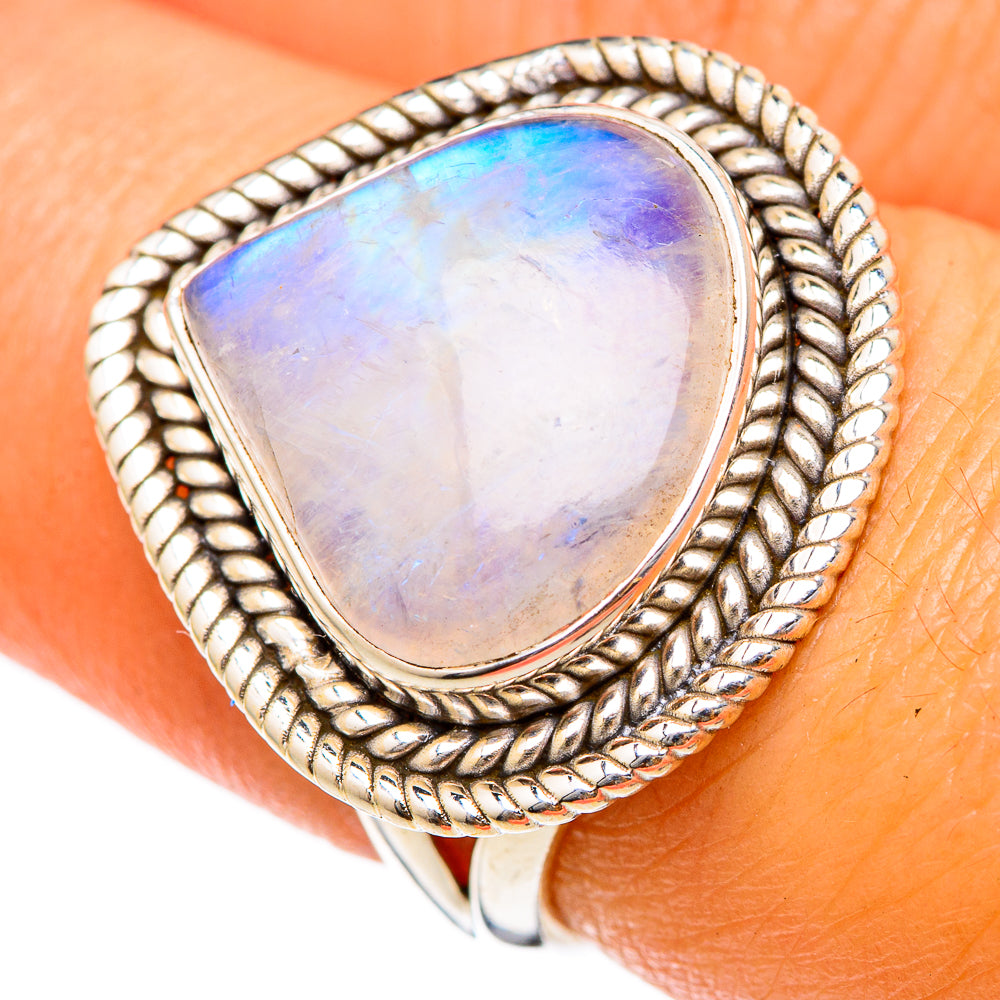 Rainbow Moonstone Rings handcrafted by Ana Silver Co - RING103260
