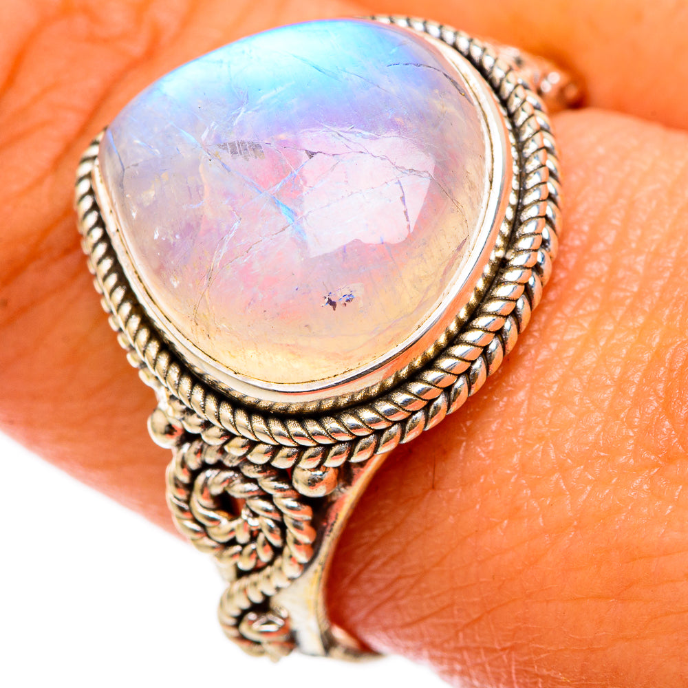 Rainbow Moonstone Rings handcrafted by Ana Silver Co - RING103261