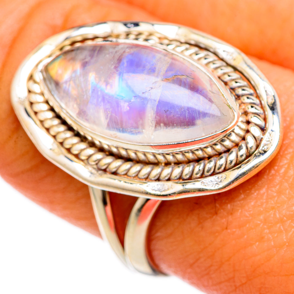 Rainbow Moonstone Rings handcrafted by Ana Silver Co - RING103262