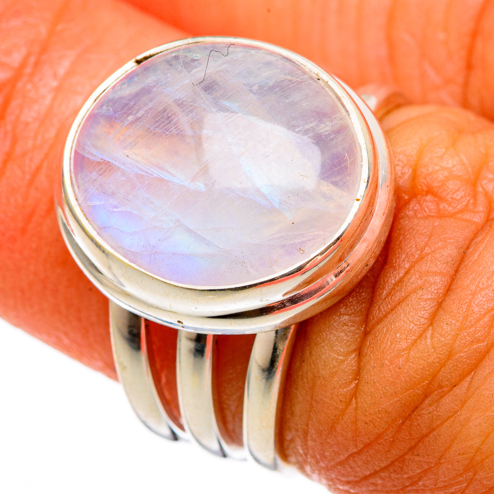 Rainbow Moonstone Rings handcrafted by Ana Silver Co - RING103264