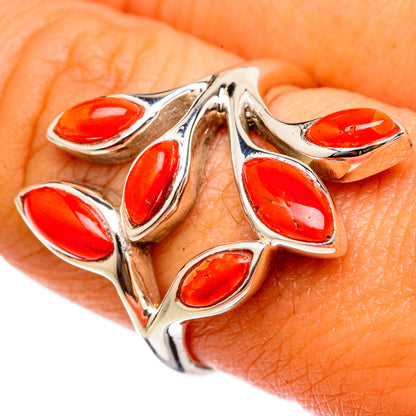 Mediterranean Red Coral Rings handcrafted by Ana Silver Co - RING103277