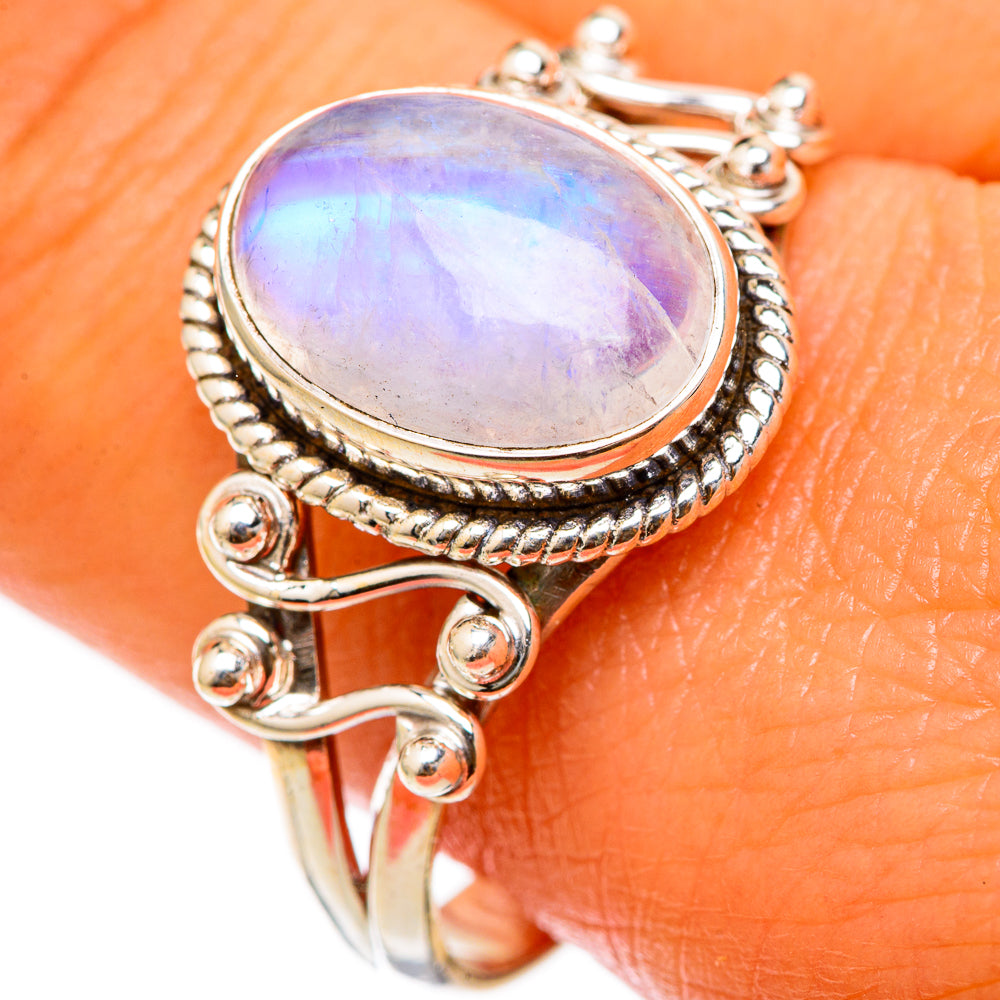 Rainbow Moonstone Rings handcrafted by Ana Silver Co - RING103280