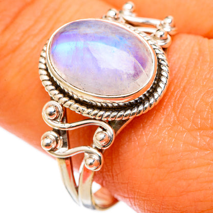 Rainbow Moonstone Rings handcrafted by Ana Silver Co - RING103280