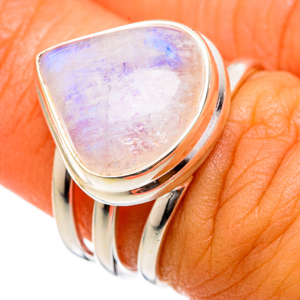 Rainbow Moonstone Rings handcrafted by Ana Silver Co - RING103282