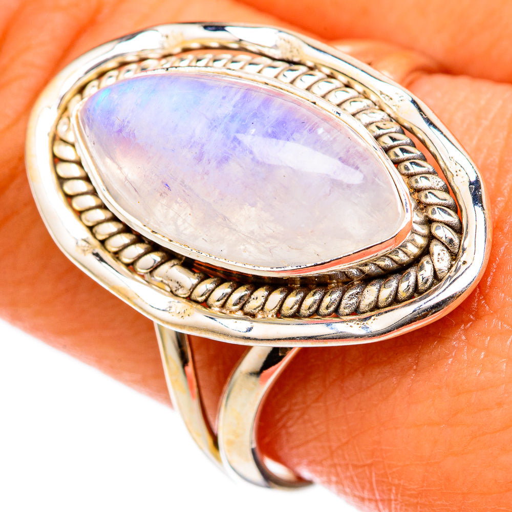 Rainbow Moonstone Rings handcrafted by Ana Silver Co - RING103283