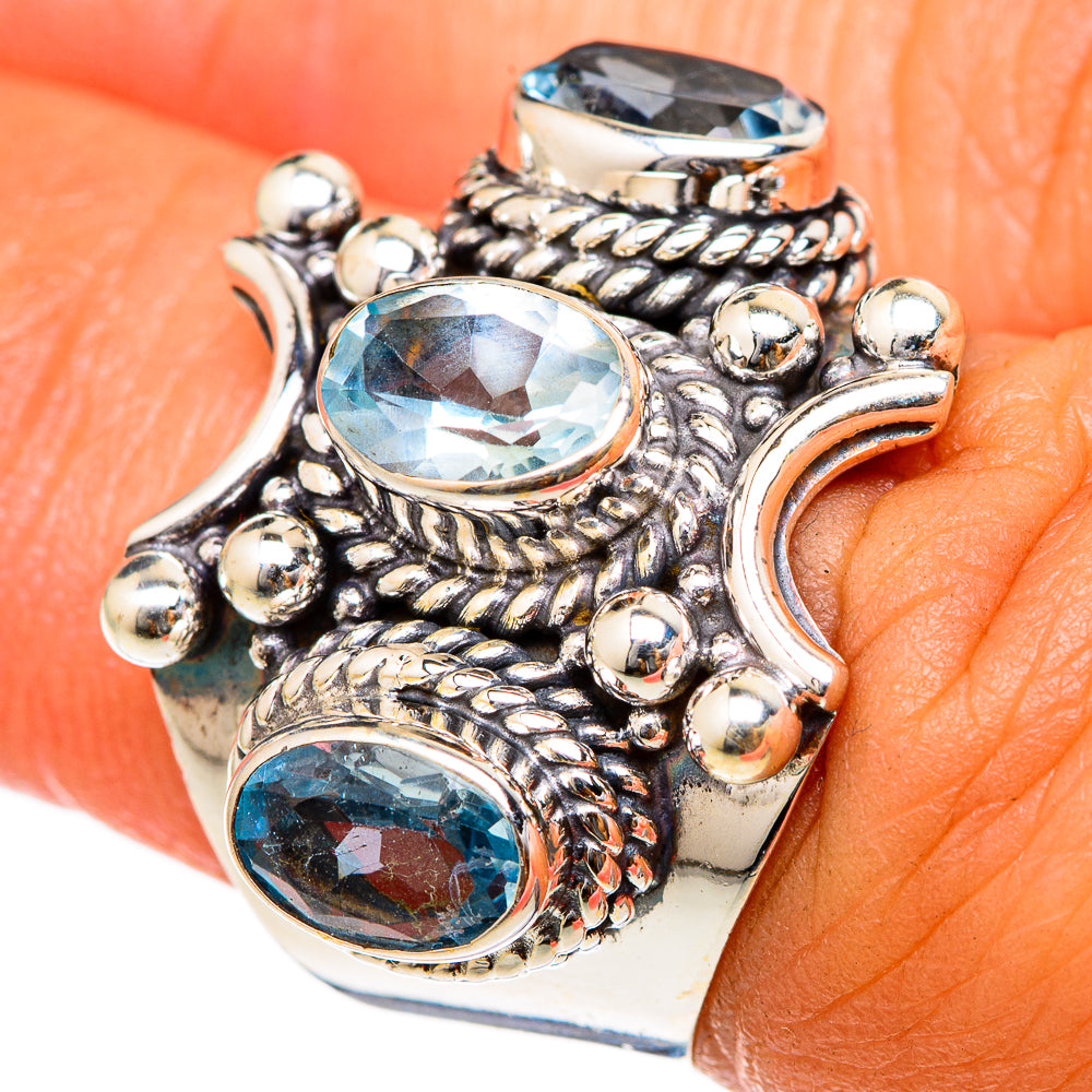 Blue Topaz Rings handcrafted by Ana Silver Co - RING103290