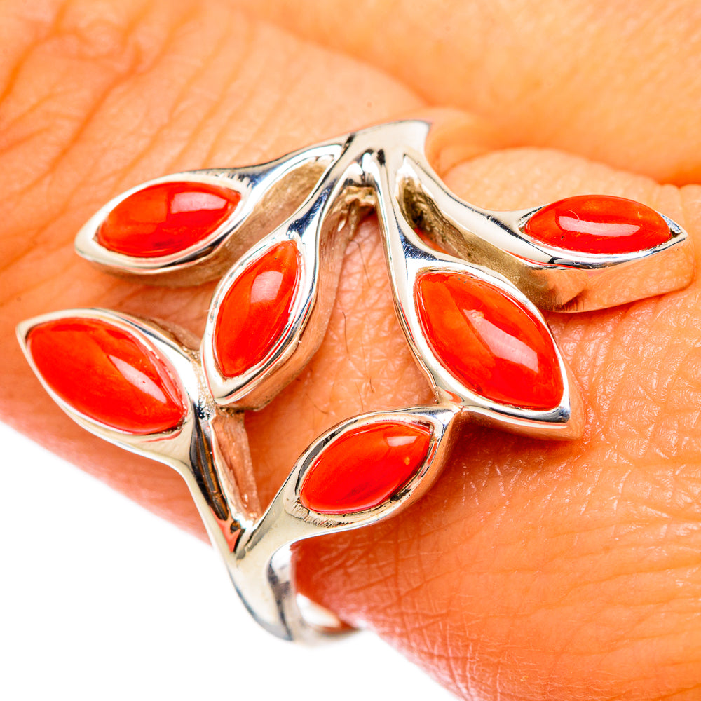 Mediterranean Red Coral Rings handcrafted by Ana Silver Co - RING103296
