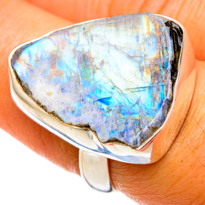 Rainbow Moonstone Rings handcrafted by Ana Silver Co - RING103301