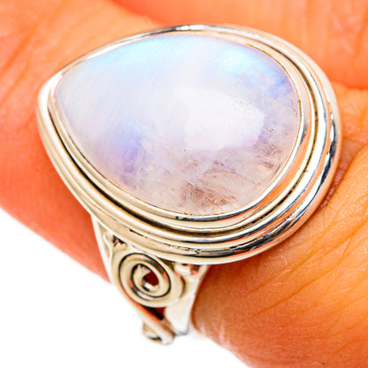 Rainbow Moonstone Rings handcrafted by Ana Silver Co - RING103303
