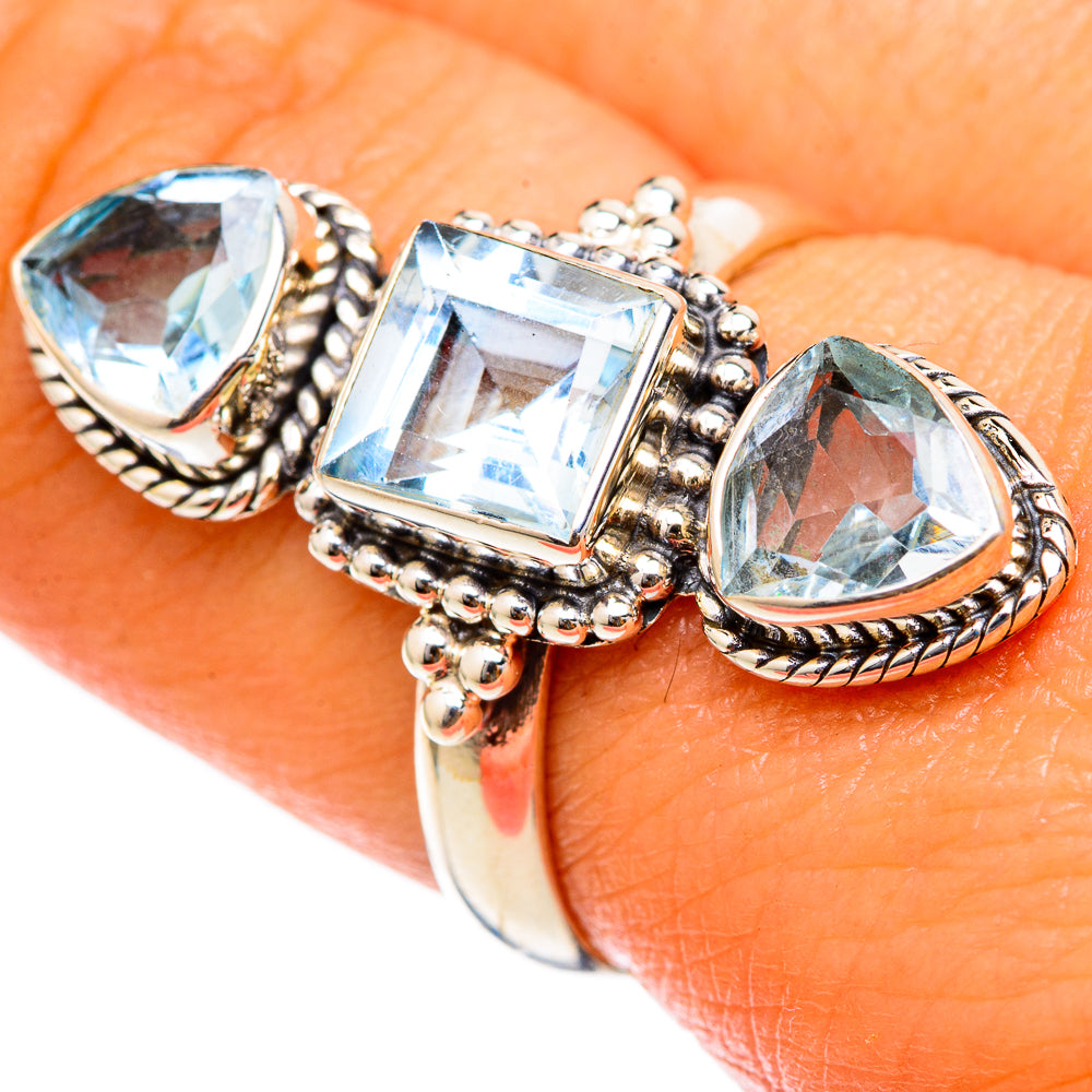Blue Topaz Rings handcrafted by Ana Silver Co - RING103308