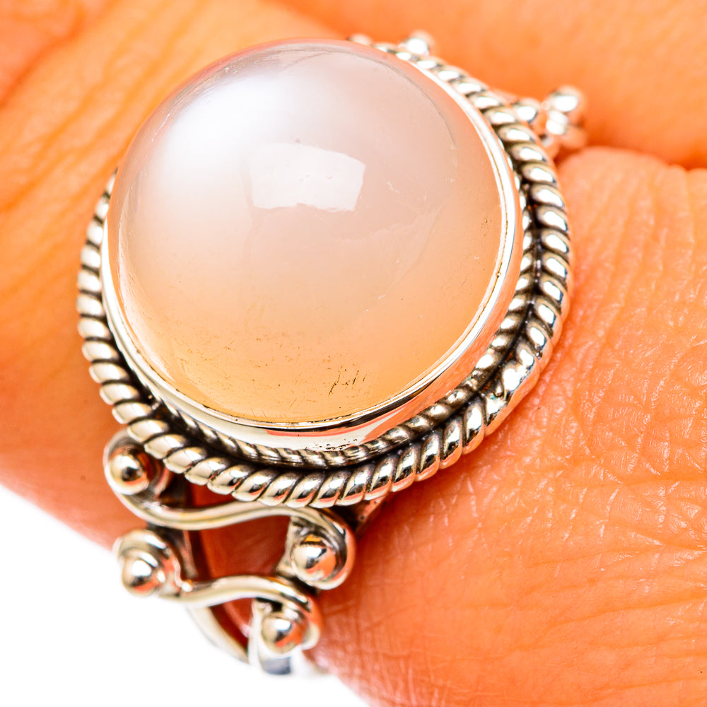 Peach Moonstone Rings handcrafted by Ana Silver Co - RING103310