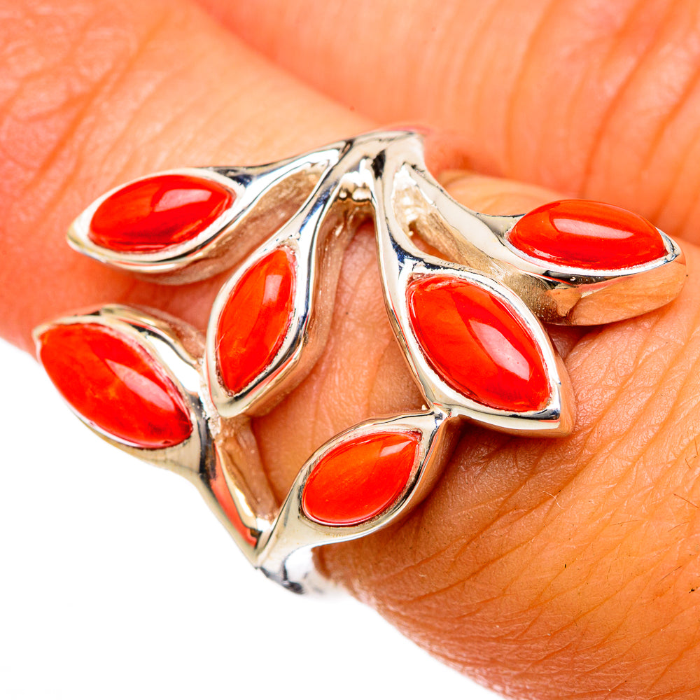 Mediterranean Red Coral Rings handcrafted by Ana Silver Co - RING103312